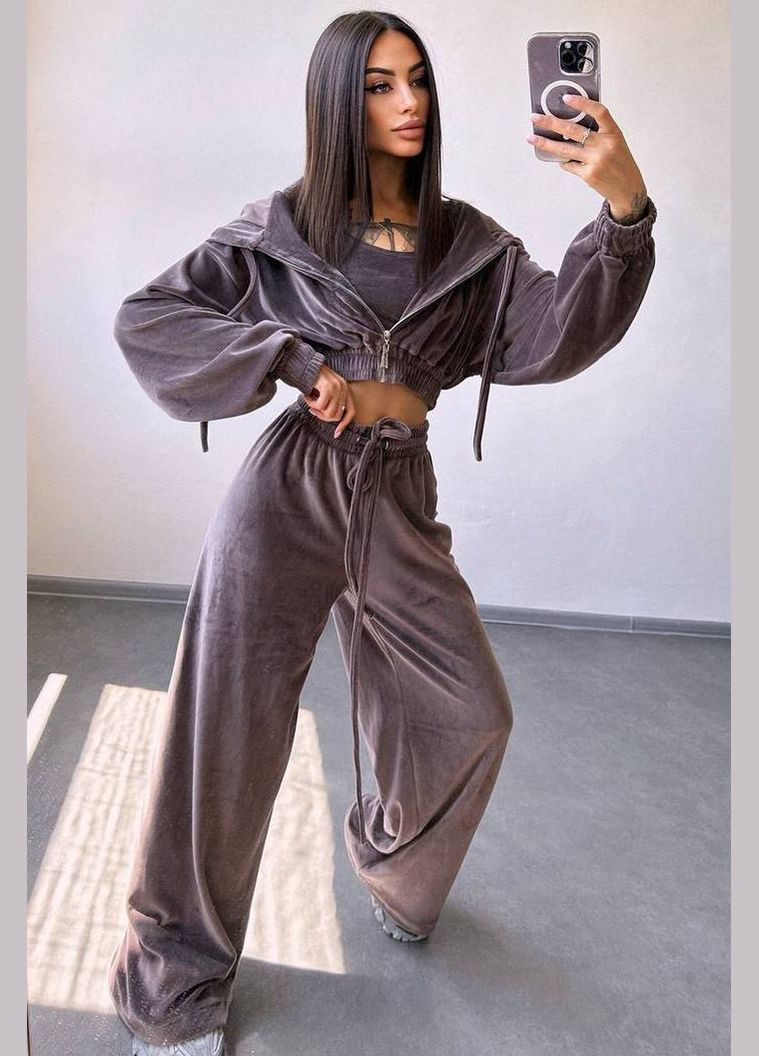 Спортивный костюм женский цвета мокко Let's Shop (322997025)