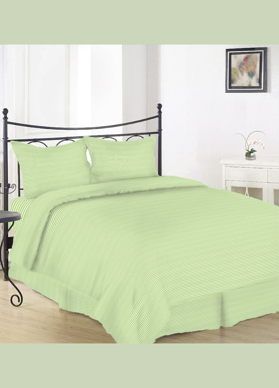 Простынь на резинке Вилена бязь Голд Полоска зеленая размер 160х200 +25 Vilenna (333707233)