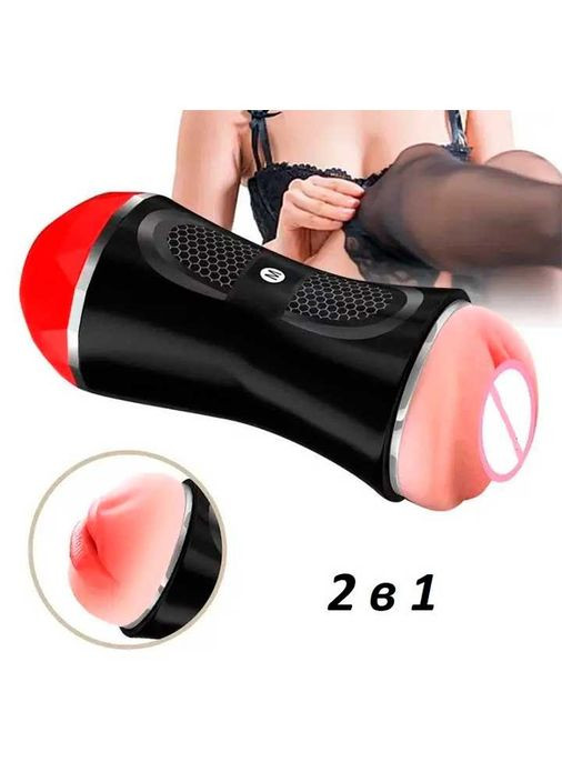 Двосторонній мастурбатор ротик-вагіна "Megumi Orion" розмір 20*7,5 см чорного кольору. Двосторонній мастурбатор China (360613533)