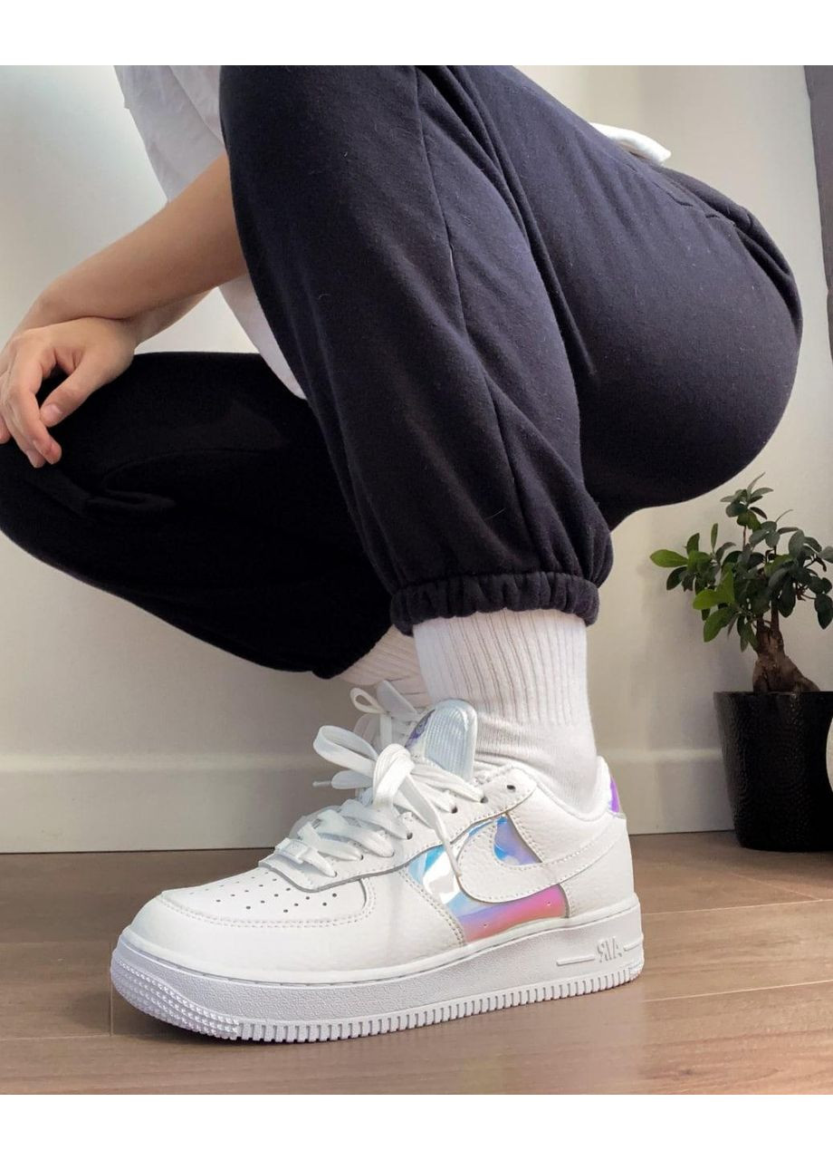 Белые демисезонные кроссовки мужские nike air force 1 low white silver найк аир форс 1 премиум No Brand