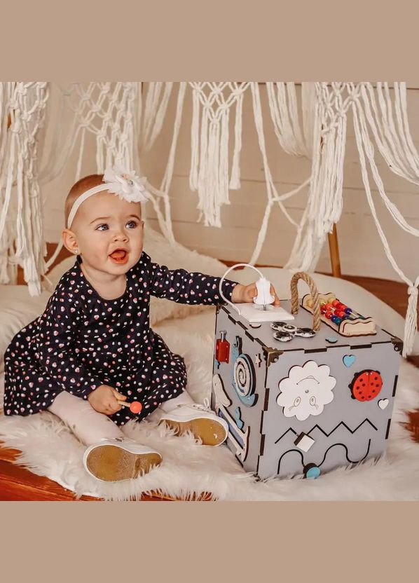 Развивающая игрушка Бизикуб Temple Group TG200165 23х23х23 см Серый No Brand (330137439)