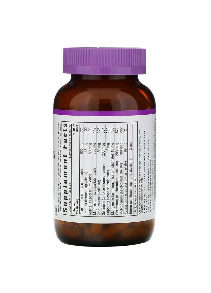 Мультимінерали + Бор з Залiзом,, 180 вегетаріанських капсул Bluebonnet Nutrition (326055371)
