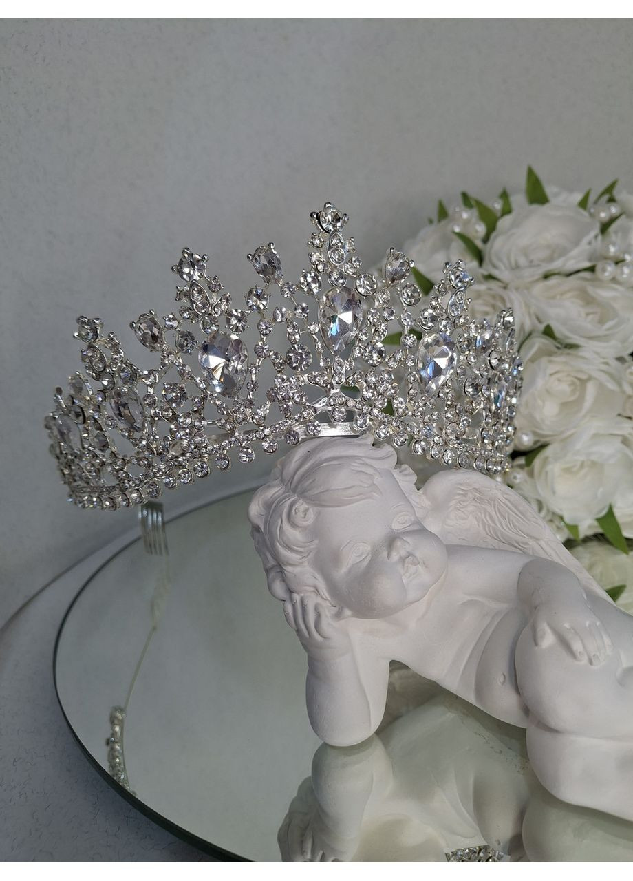 Диадема с кристаллами Сваровски, серебро No Brand (369162923)