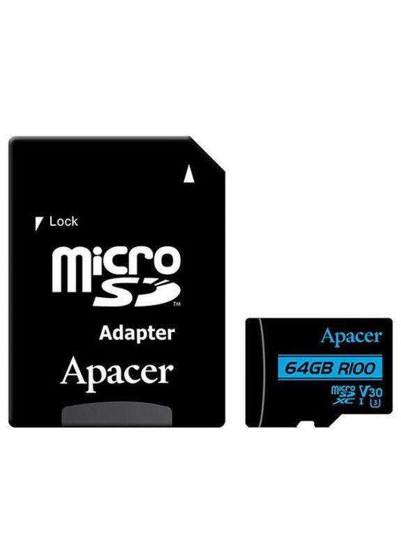 Карта памяти microSDXC 64 GB UHSI U3 V30 (AP64GMCSX10U7-R) Apacer (276714129)