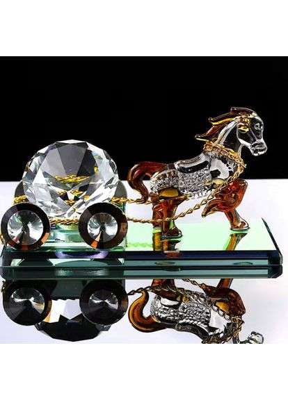 Хрустальное стеклянное настольное изысканное украшение для дома статуэтка в виде Лошадь с повозкой No Brand (344449040)