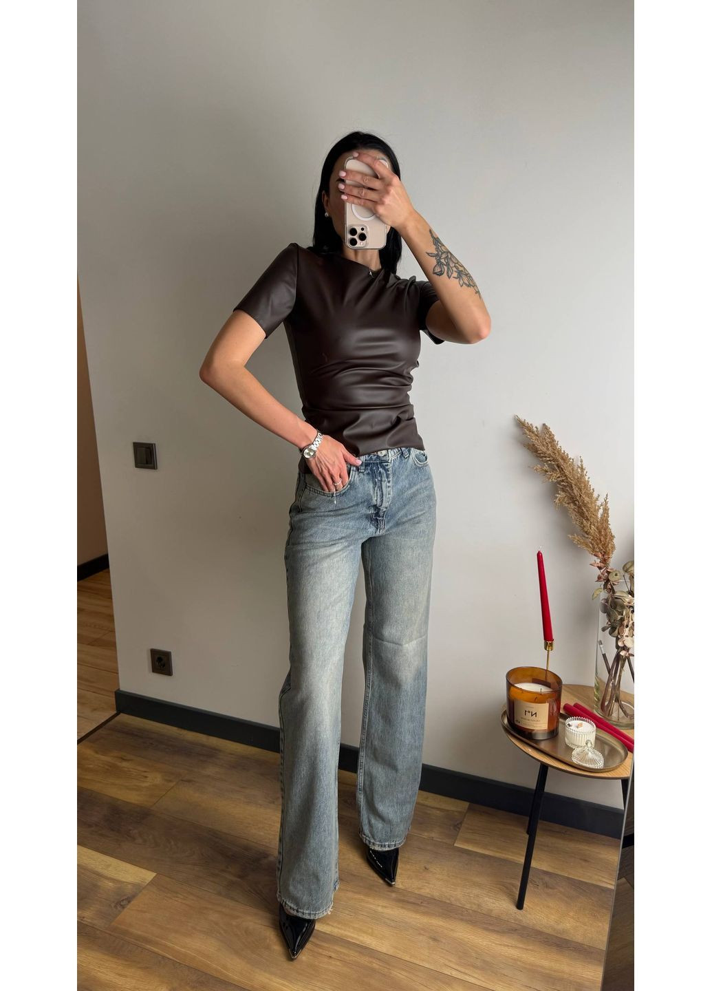 Жіночий топ з еко-шкіри Osoblyva (363562711)