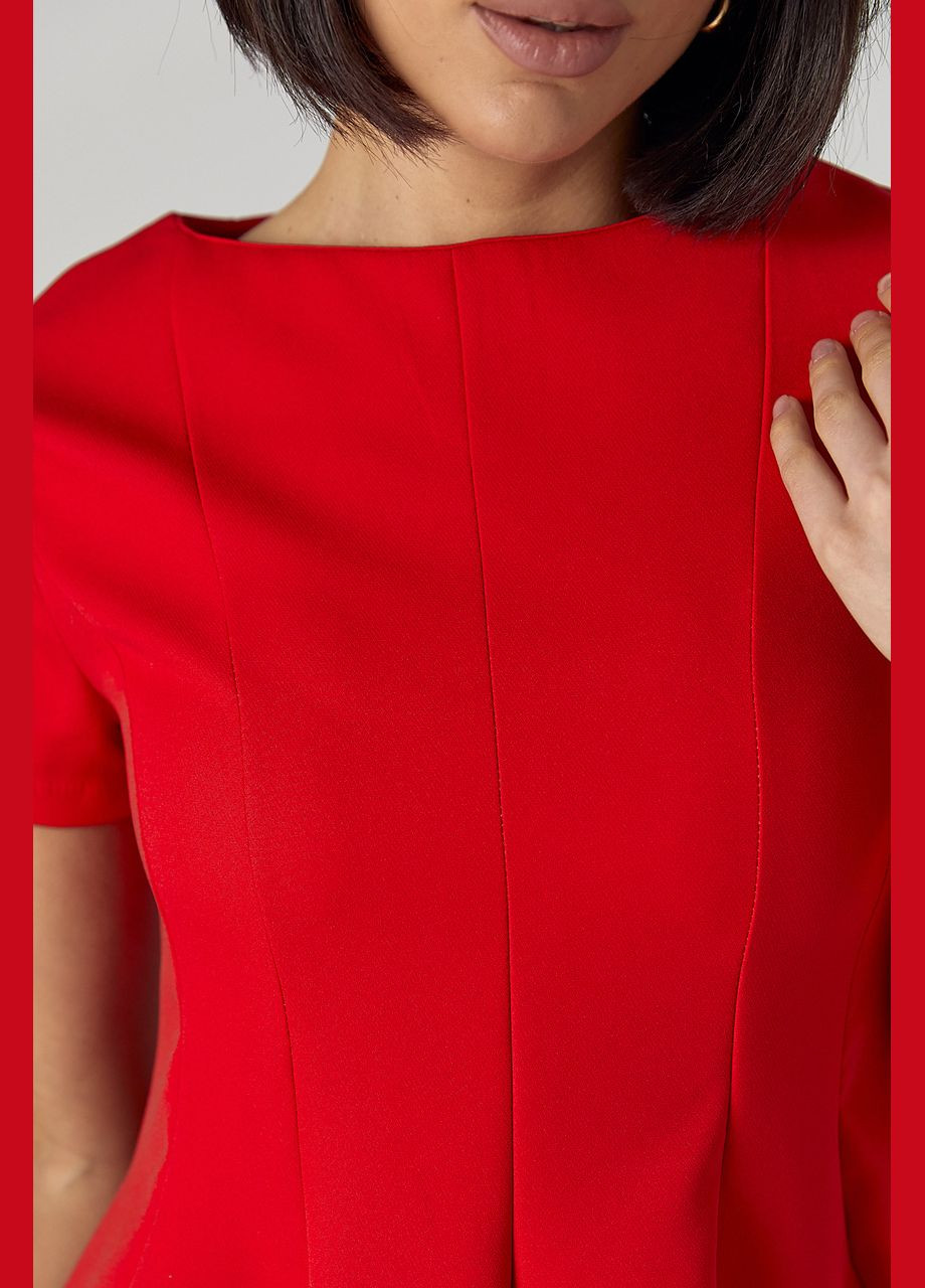 Червона жіноча міні-сукня з короткими рукавами Lurex