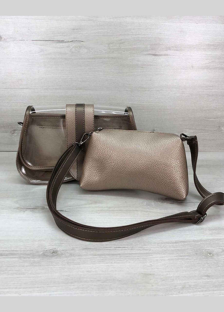 Женская сумка клатч с косметичкой на магните «Miranda» цвет прозрачный с золотом WeLassie (298921108)