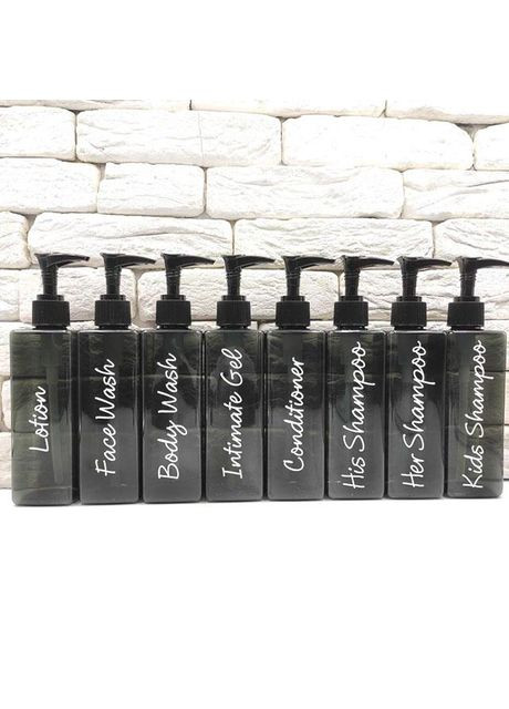 Набір дозаторів для ванної 250 мл "Неаполь" чорний пластик (8 шт) напис англ. No Brand (298794630)