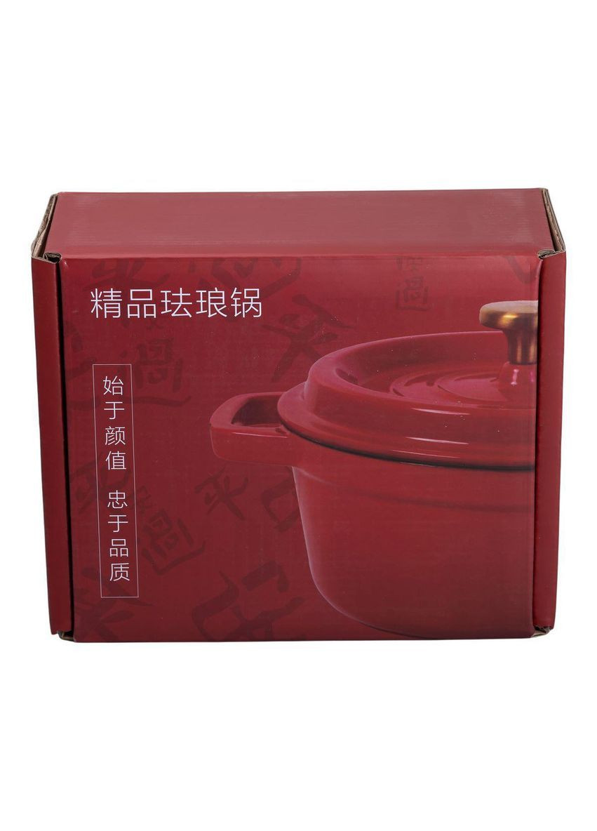 Каструля чавунна емальована 2 л з кришкою Ø20 см Червона HP-1-2R No Brand (369478092)