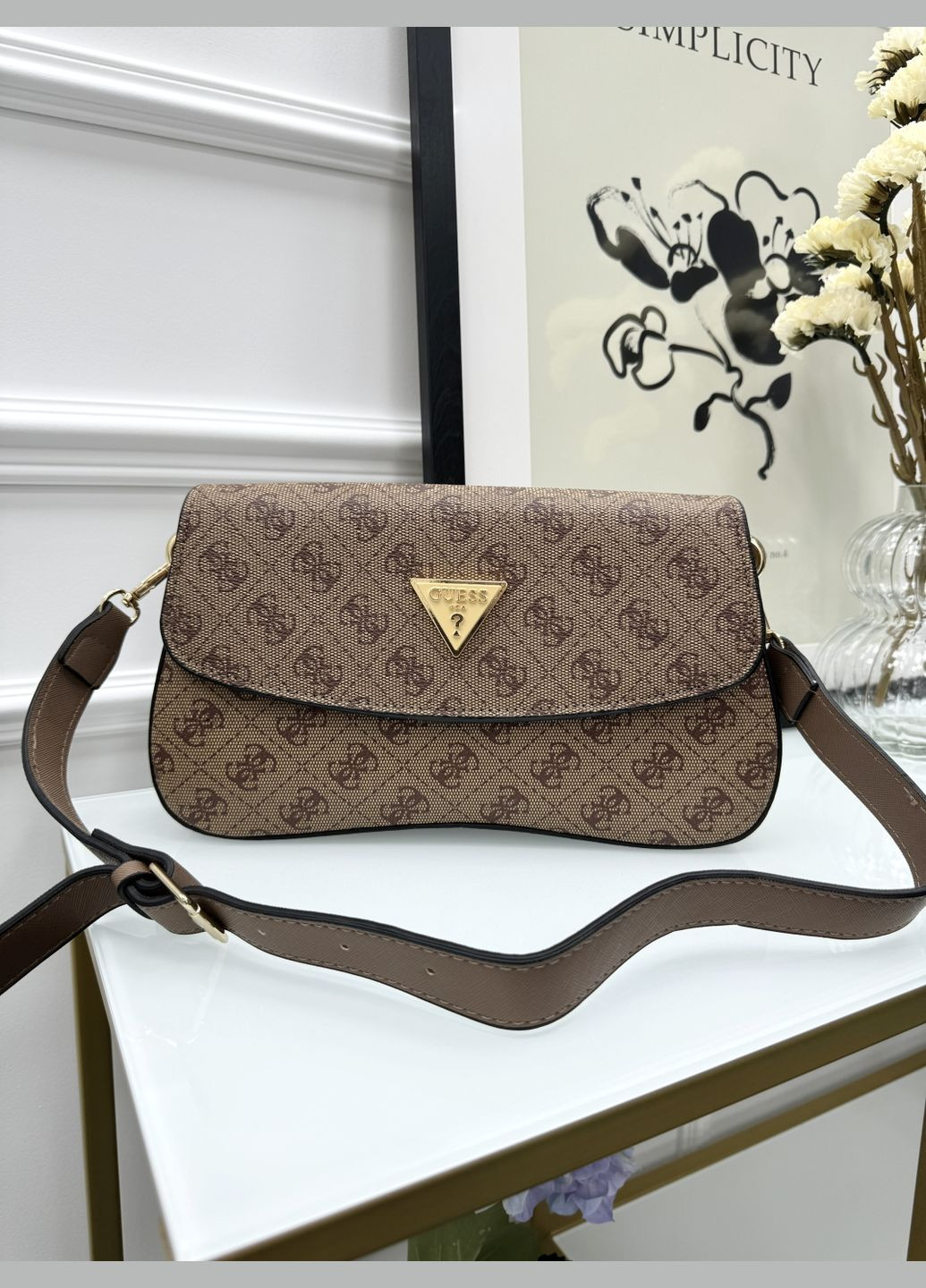 Женская сумка багет бежевый No Brand (322365695)