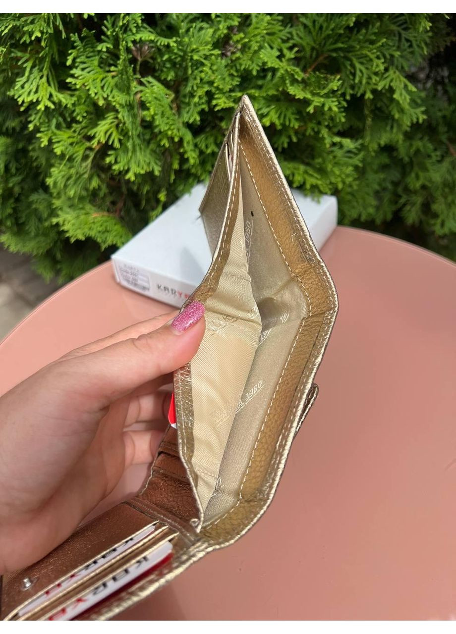 Жіночий гаманець із золотої натуральної шкіри Туреччина на кнопці, зовнішнє відділення для монет Karya (355803771)