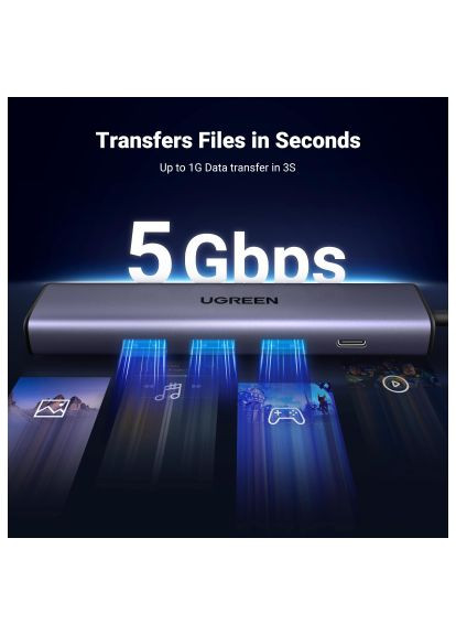 Концентратор USB 3.0 to 3хUSB 3.0/Type-C+RJ45(1000M) Ethernet 5in1 CM475 (60554) Ugreen USB 3.0 to 3хUSB 3.0/Type-C+RJ45(1000M) Ethernet 5 (369278386)