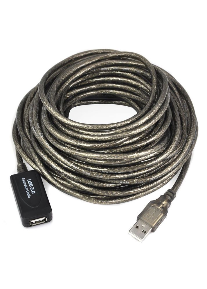 Подовжувач USB2.0 A M/F (тато/мама) (Active) 15.0m D=5.0mm AWG24+28 Cu Gutbay (370888624)