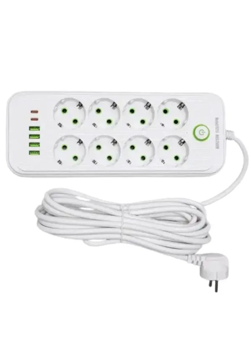 Сетевой фильтр-удлинитель 8 розеток 4xUSB-A 2xUSB-C 5м белый HP-5-55 Yiwu (388646545)