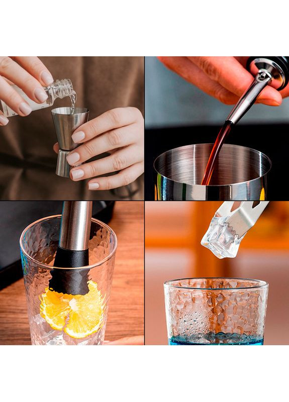 Набор для бара из 12 предметов из нержавеющей стали с чехлом MC-B9 Серебристый Youchen (350349078)