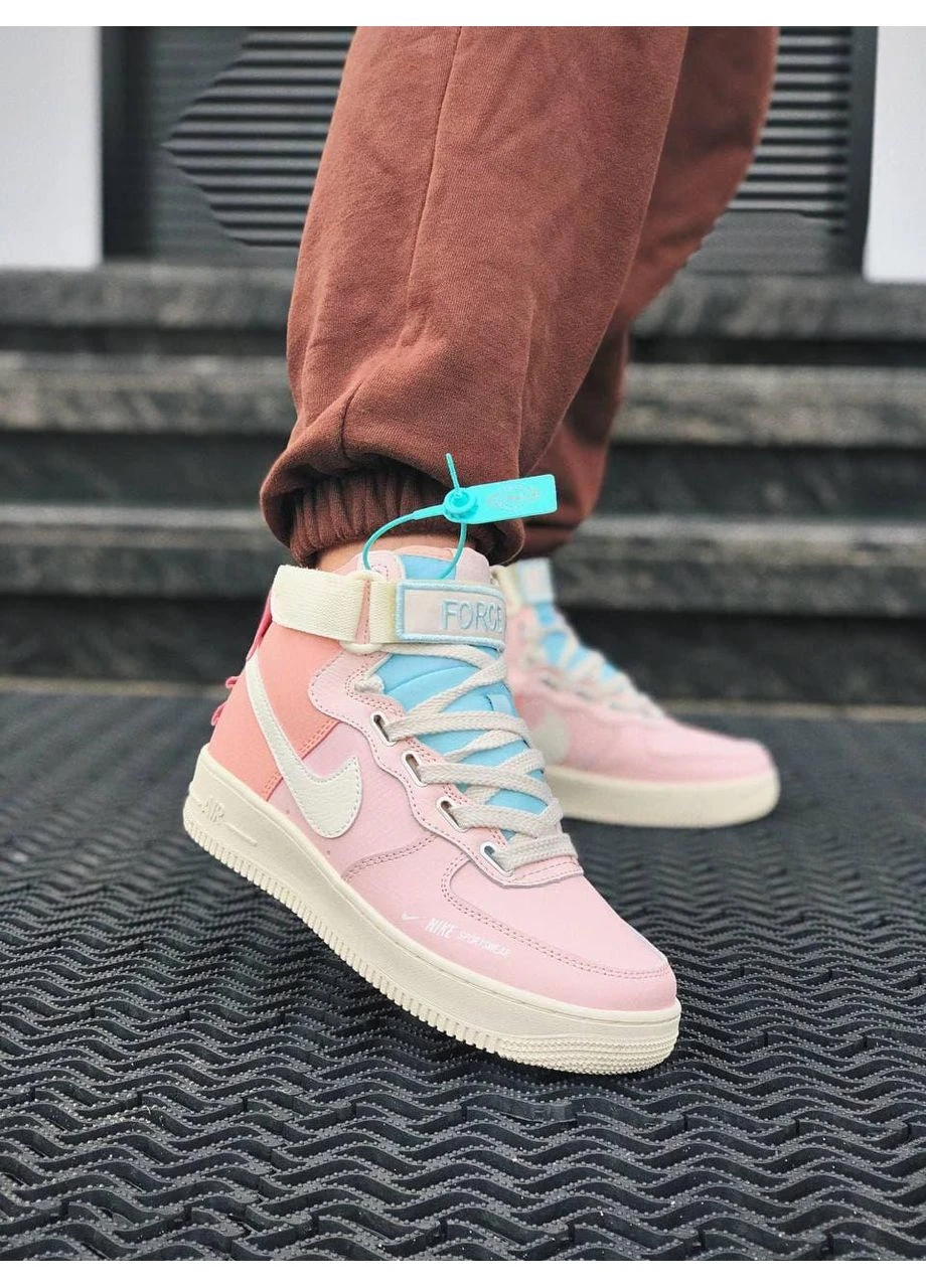 Розовые летние кроссовки nike air force 1 high utility pink найк аир форс 1 No Brand