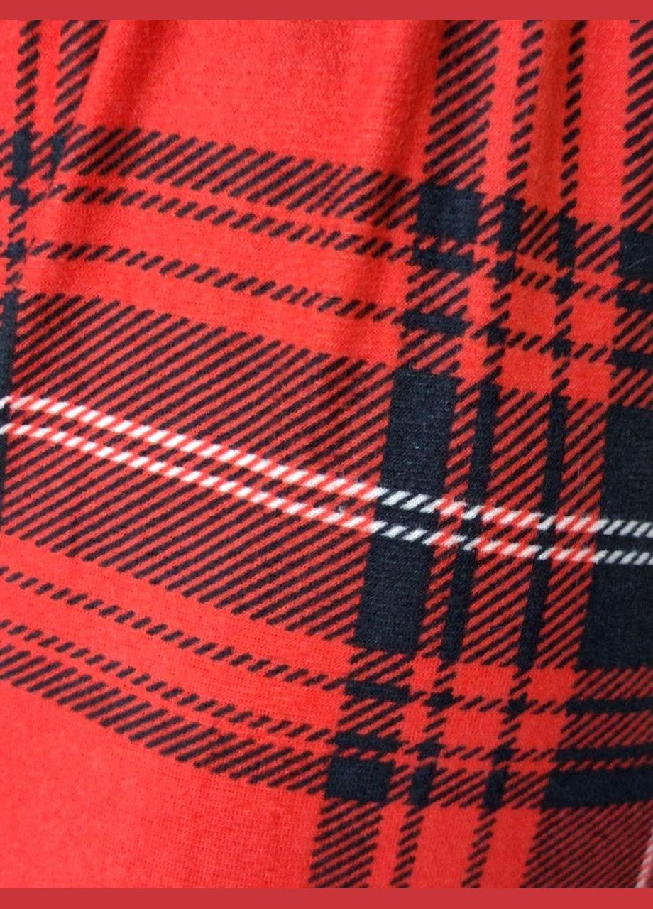 Домашні штани з легкого велюру в клітинку червоні Туреччина Rinda Pijama (288138945)