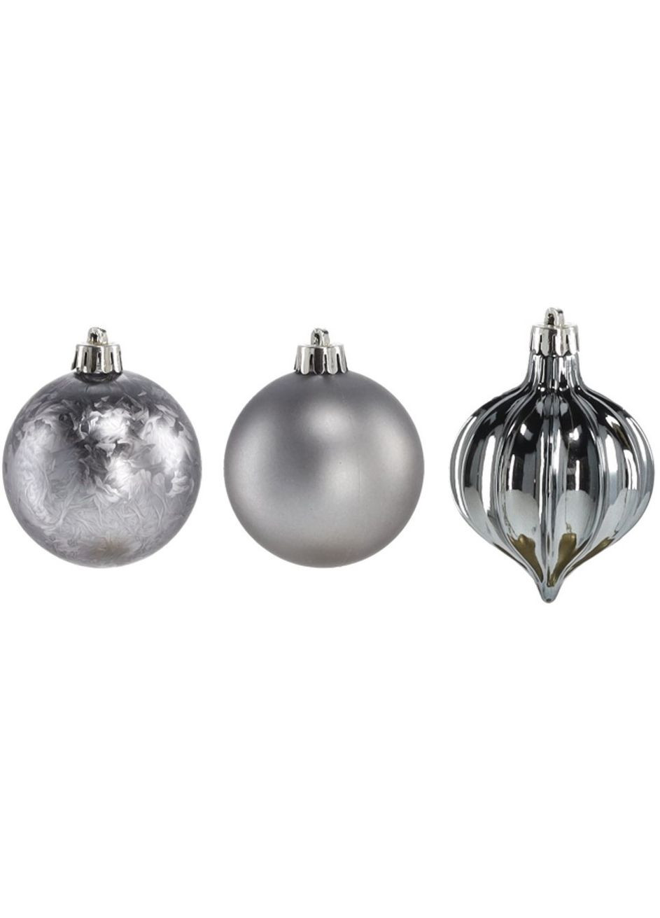 Ялинкові пластикові кульки компл. 9шт, Ø 6см, сірі Chomik (366082209)