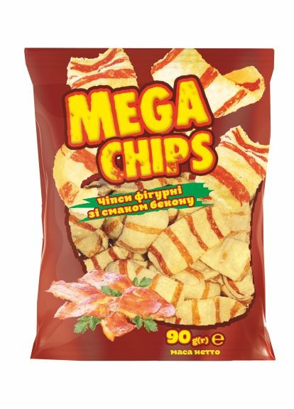 Чипсы картофельные фигурные хрустящие в пачке со вкусом бекона закуска к пиву 90г MEGA CHIPS (302021249)