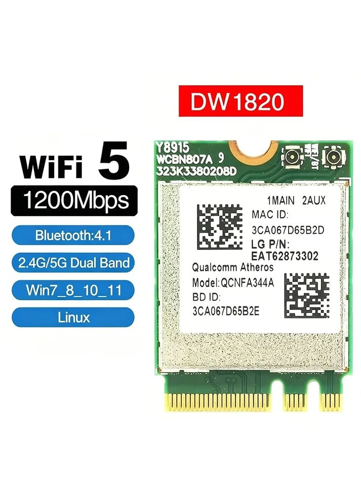 Wi-Fi адаптер NGFF QCNFA344A AC1200 с Bluetooth 4.1 No Brand (402506946)