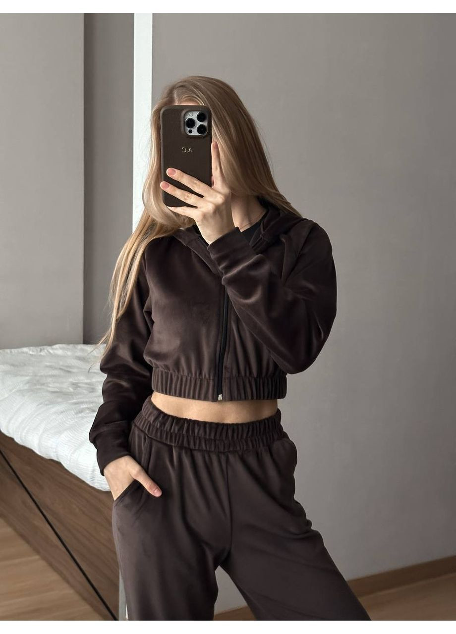 Женский спортивный костюм из велюра со стразами No Brand (364550227)