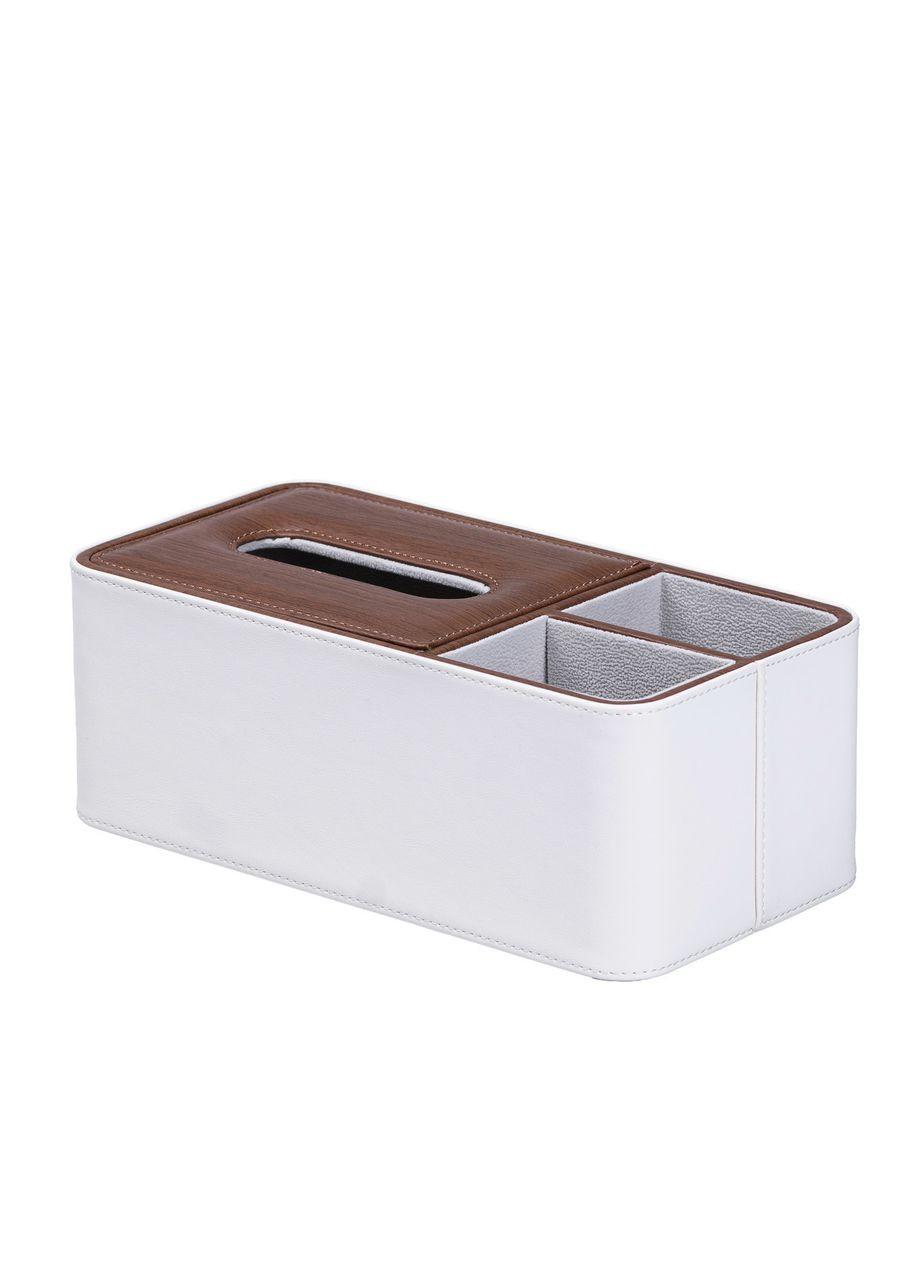 Серветниця-органайзер з еко-шкіри 3 відділення 26.5*14*9.5 см Білий з коричневим HP9290 TS Kitchen (370969328)
