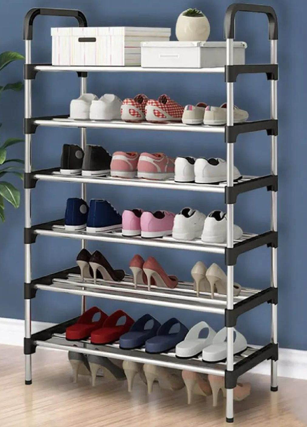 Тумба полиця підставка органайзер стійка для зберігання взуття на 6 ярусів з мішком для прання взуття 123х57х29 см (476718-Prob) Unbranded (289354619)