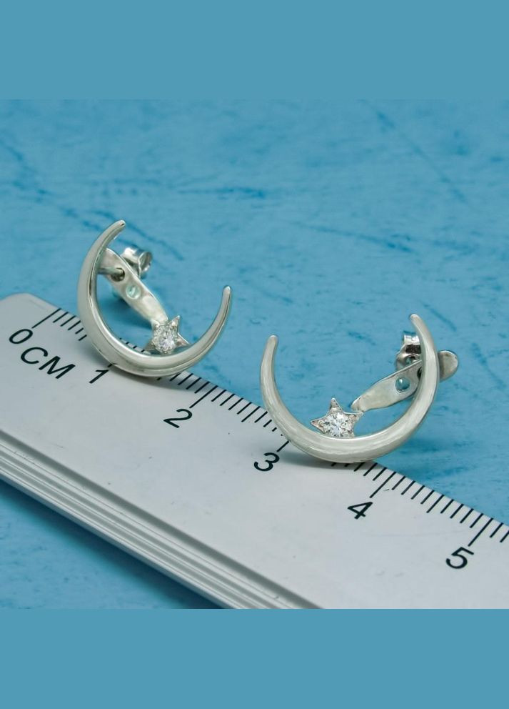 Серебряные серьги джекеты "Лунница" луна звезда No Brand (350667587)