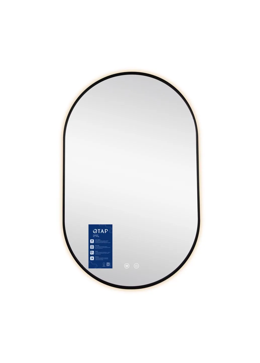 Дзеркало Scorpio () з LED-підсвічуванням Touch, з антизапотіванням, з димером, рег. темп. кольору (3000-6500K) Black Qtap SC1 (390918215)