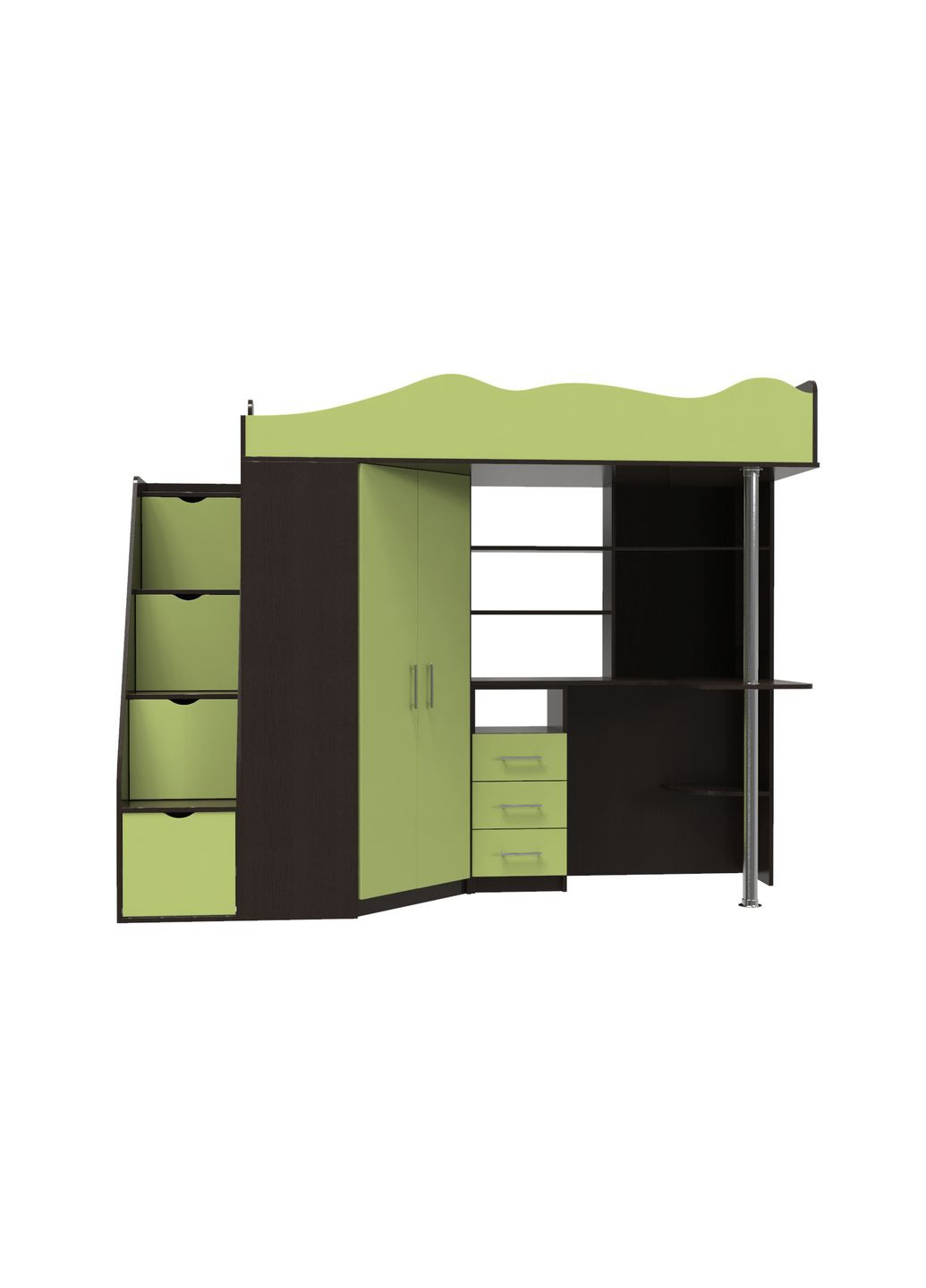 Ліжко-горище дитяче Binky ДС37А 2332x1800x832 Венге та Лайм (МДФ) (Left) (BK01050016000) Art In Head (337309264)