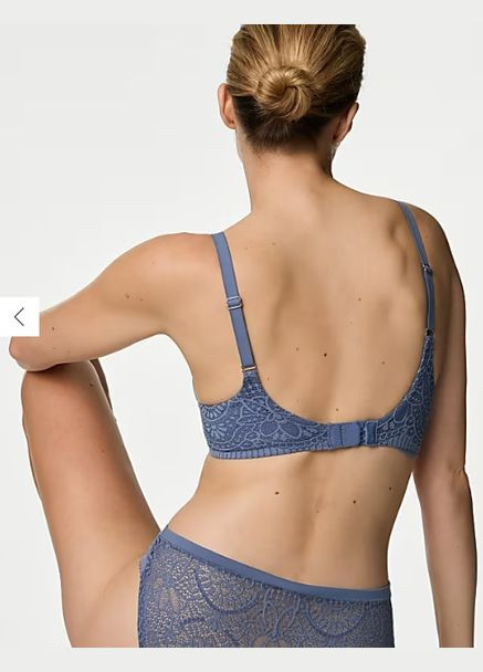 Синій бюстгальтер Marks & Spencer з кісточками поліестер, поліамід, еластан, мереживо