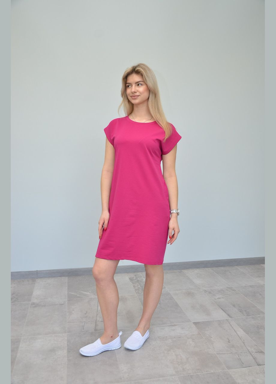 Розовое летнее женское платье, короткий рукав, разные цвета (, m, l, xl), s No Brand однотонное