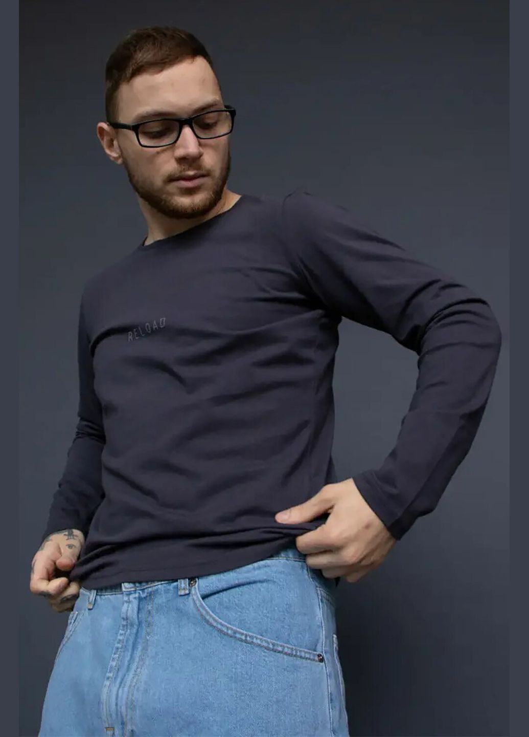 Серый демисезонный лонгслив Reload однотонный