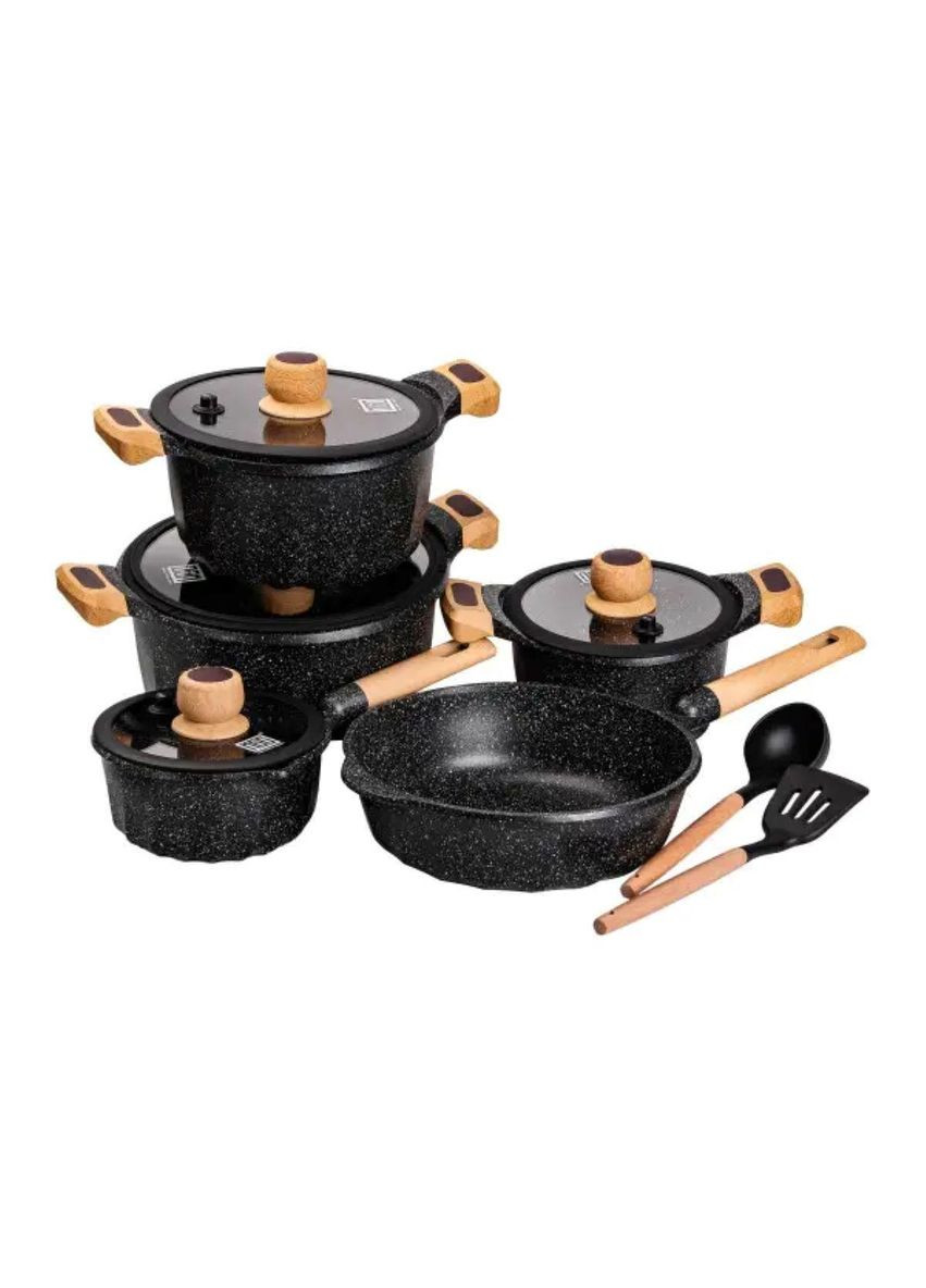 Набір посуду, комплект з 4 каструль і сковорідок,, чорний HP-4-404B MGC (370801767)