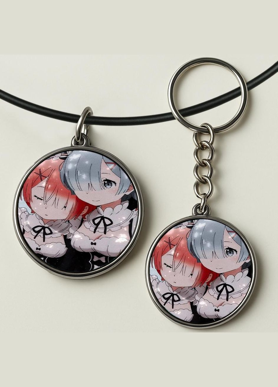 Набор подвеска (кулон) и брелок Аниме Жизнь в альтернативном мире с нуля #01 (подарочный набор) No Brand (332633837)