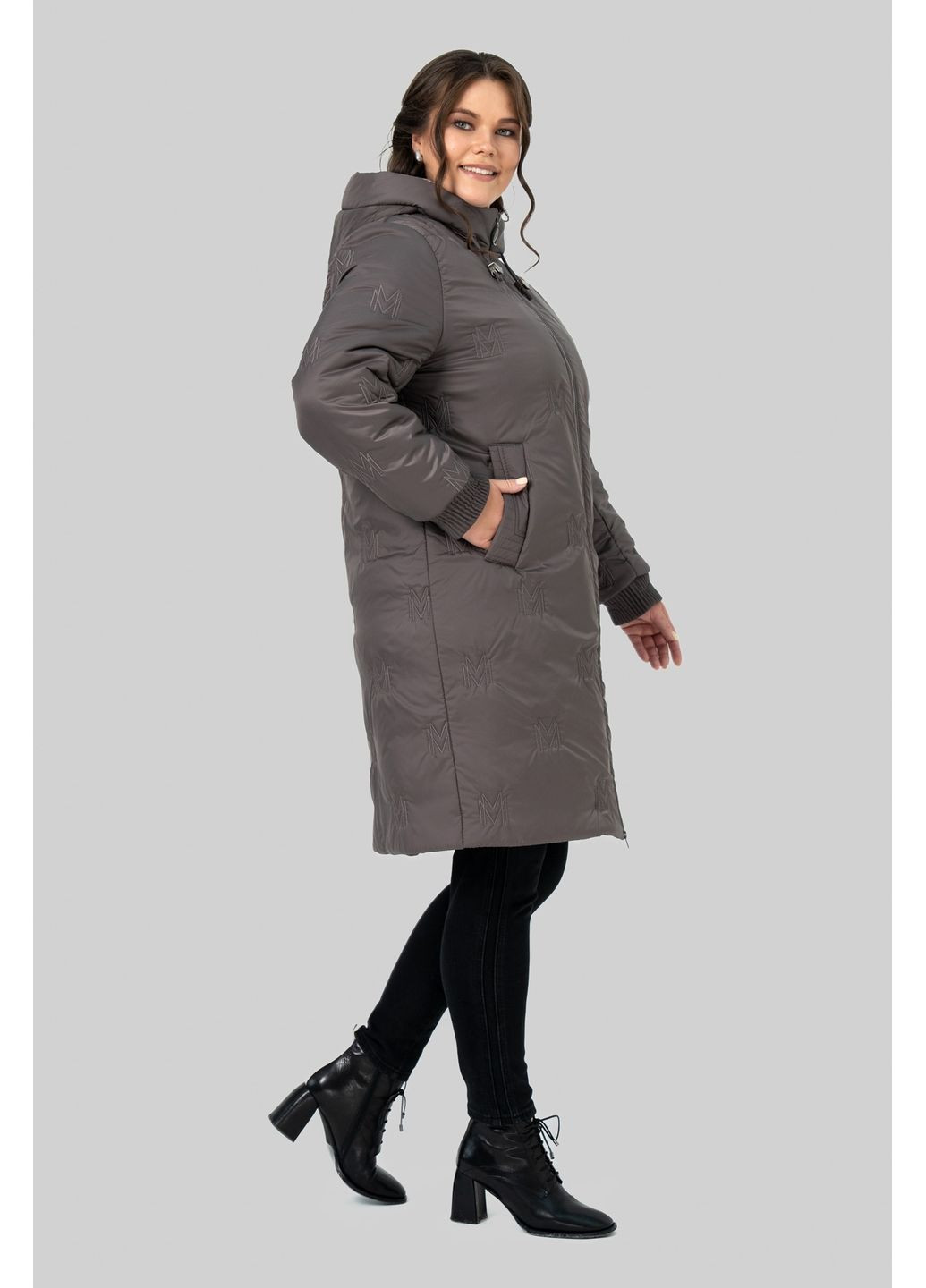 Світло-коричнева зимня жіноче зимове пальто юстина прямого силуету з капюшоном all posa (ap102571p) A'll Posa