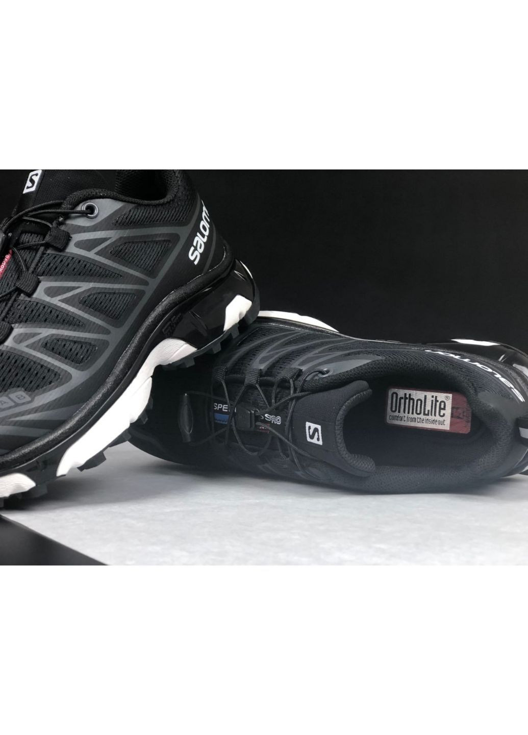 Черно-белые демисезонные мужские кроссовки черные с белым "no name" Salomon xt6
