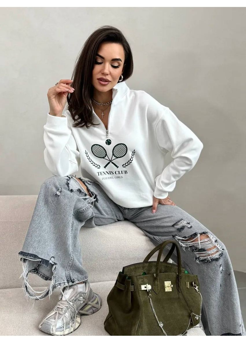 Молочный свитшот женский Гермес молния (364503751)