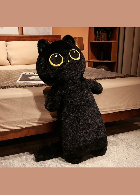 Мягкая игрушка подушка антистресс кот большие глаза арт 7075 60см Черный No Brand (284118882)