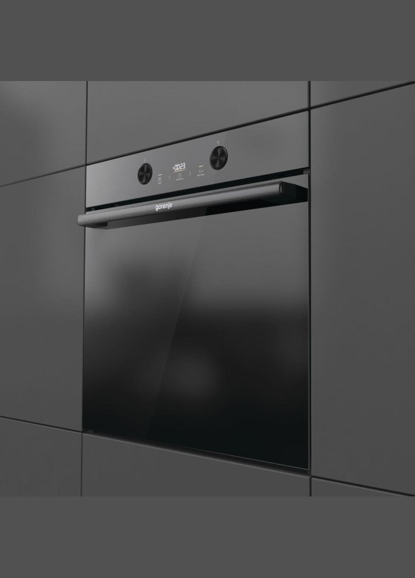 Духовой шкаф электрический, 77л, A+, пар, дисплей, пиролиз, черный Gorenje (314980333)