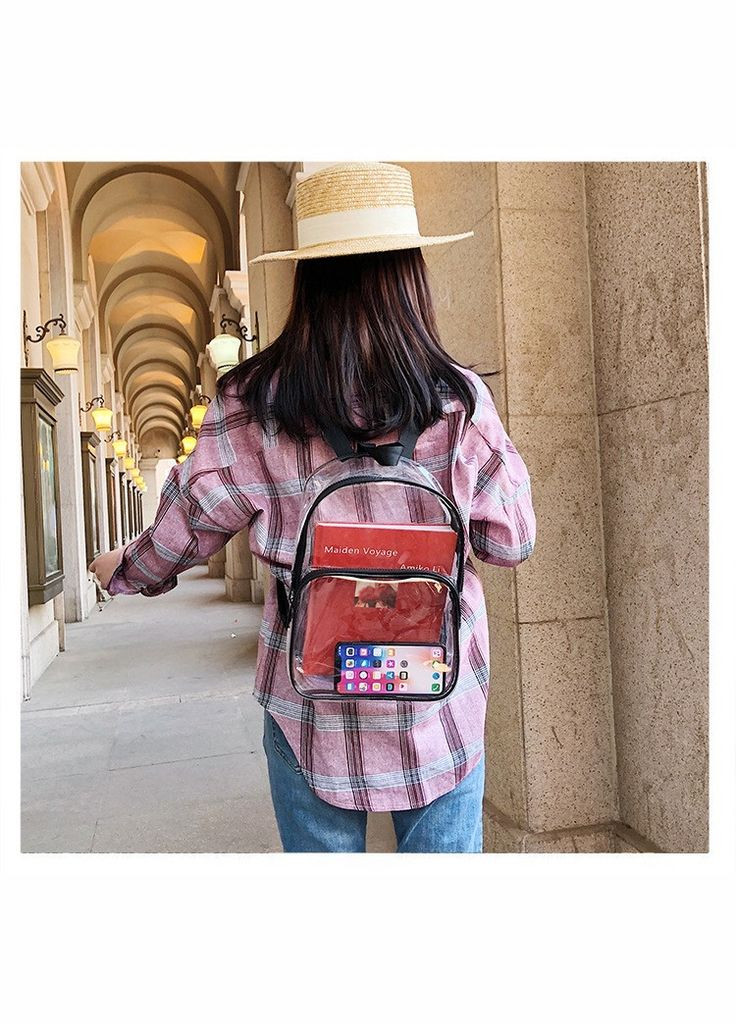 Рюкзак жіночий прозорий з чорними краями No Brand (306709593)