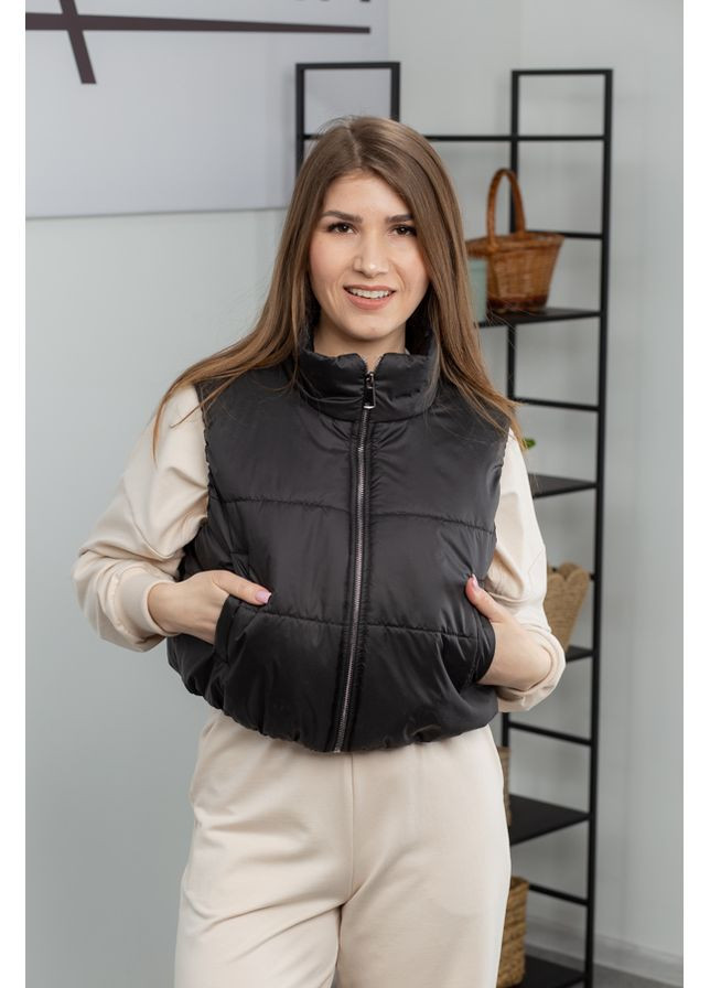 Жилетка жіноча укорочена стильна з плащівки молодіжна з кишенями 25.2630 44( ) AKSAN (370678765)