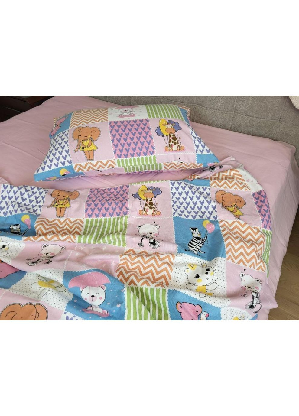 Постельное белье с резинкой Зверята/, фланель(байка) Семейный размер, наволочки 70/70 No Brand (363191602)