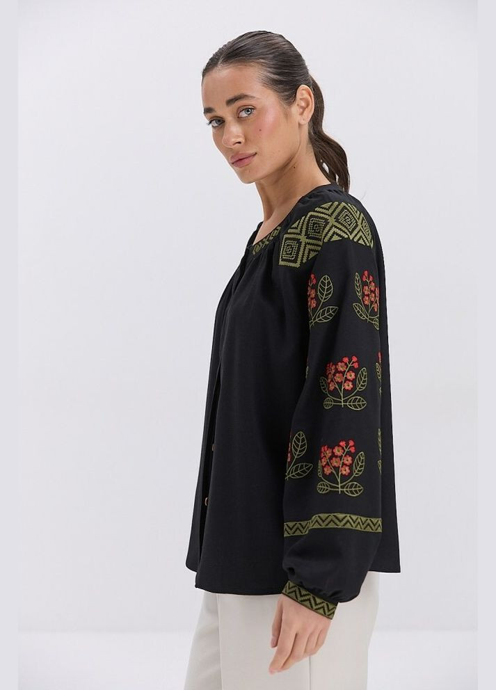 Чорна вишиванка чорна з хакі mkar35303-3 Modna KAZKA (337145190)