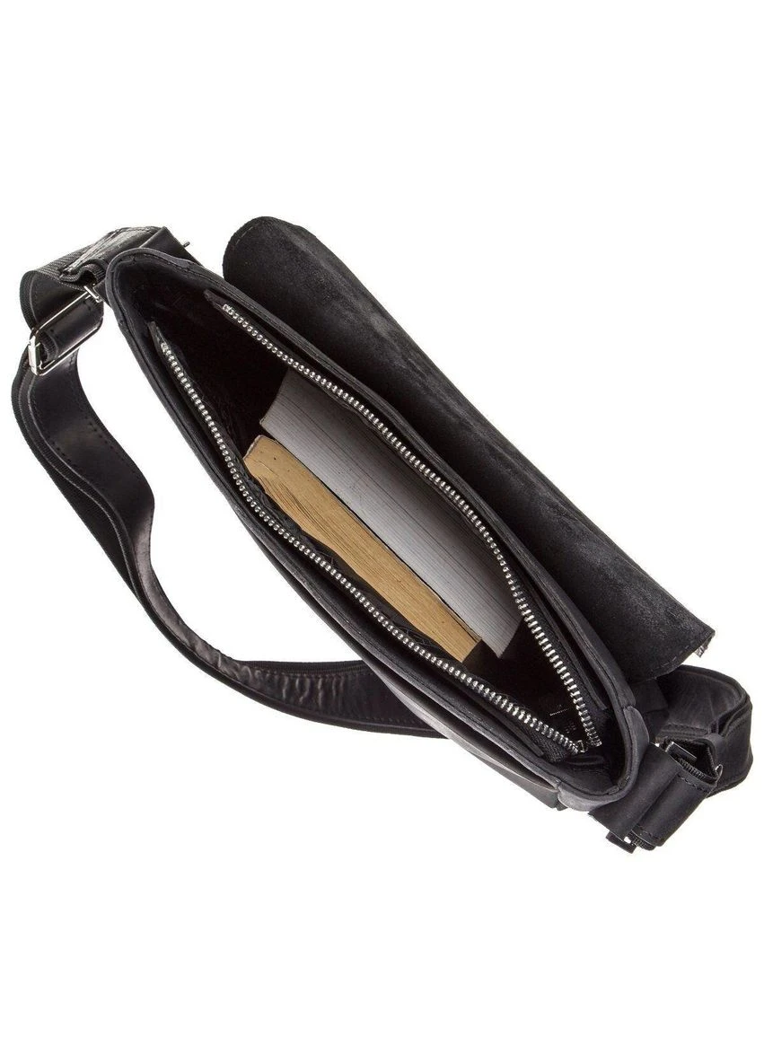Сумка мужская винтажная средняя 11172 кожаная Черная Shvigel (393220452)
