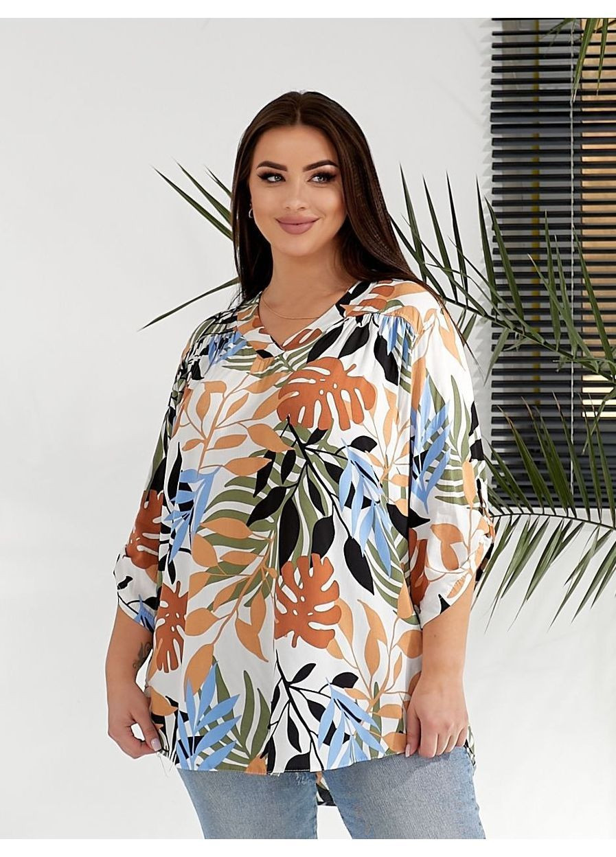 Белая блуза-рубашка женская бохо Style Point