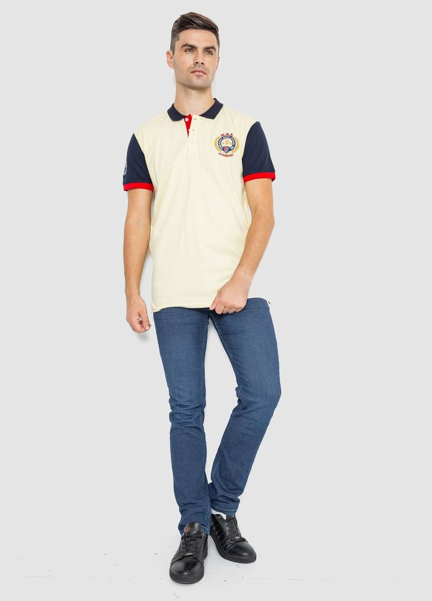 Жовта поло чоловіче з принтом темно-синій розмір l (sku_247r317) з коротким рукавом No Brand