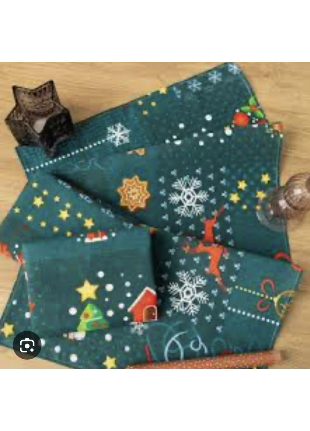 Рождественские ЛЬНЯНЫЕ Полотенца "Елочные украшения" размер 0,35 x 0,75 No Brand новогодний зеленый