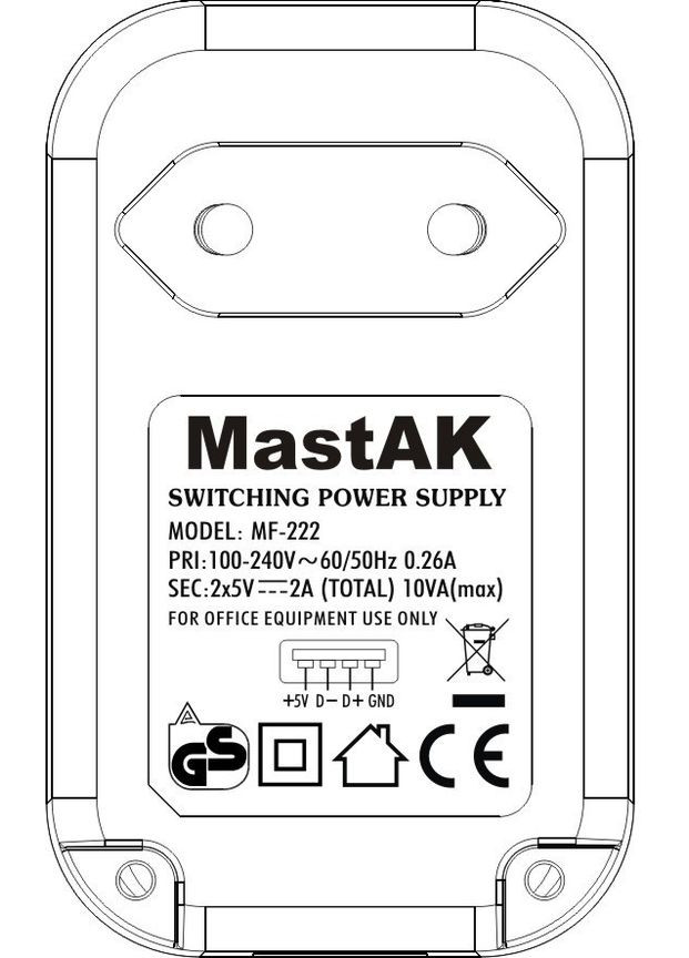USB-адаптер MF-222 2000mAh Mastak (370625759)